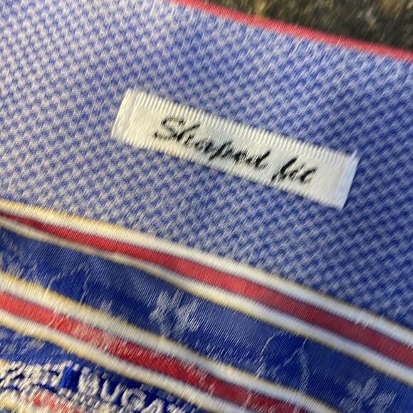 Bugatchi Shaped Fit Button Up Shirt Stripes Blue Red 3X - Picture 10 of 12